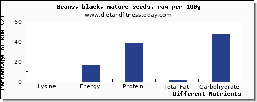 chart to show highest lysine in black beans per 100g